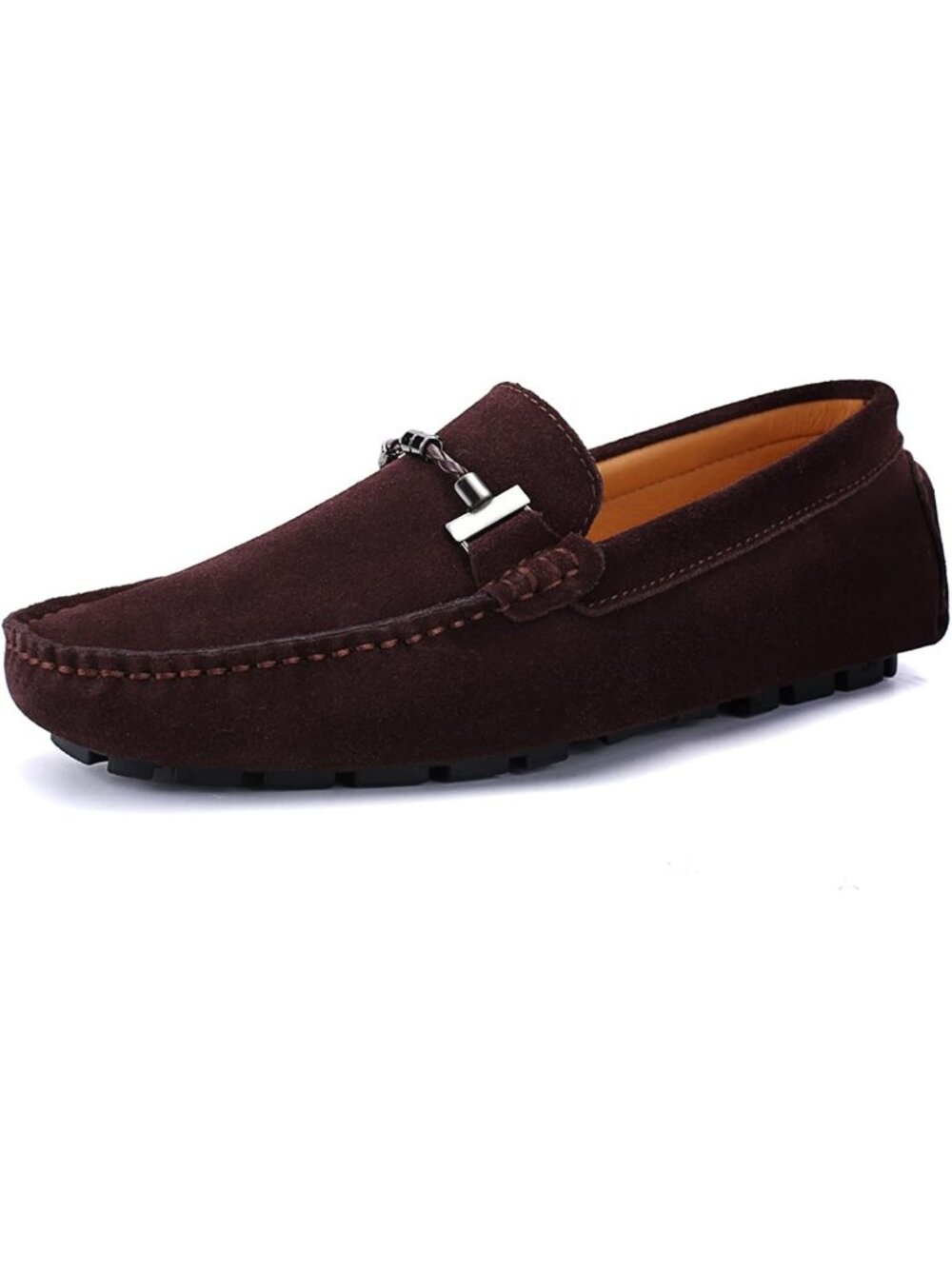 DCZTELG Men's Coffee Suede Calf Leather Penny Loafer Slip On Party Comfort Shoes